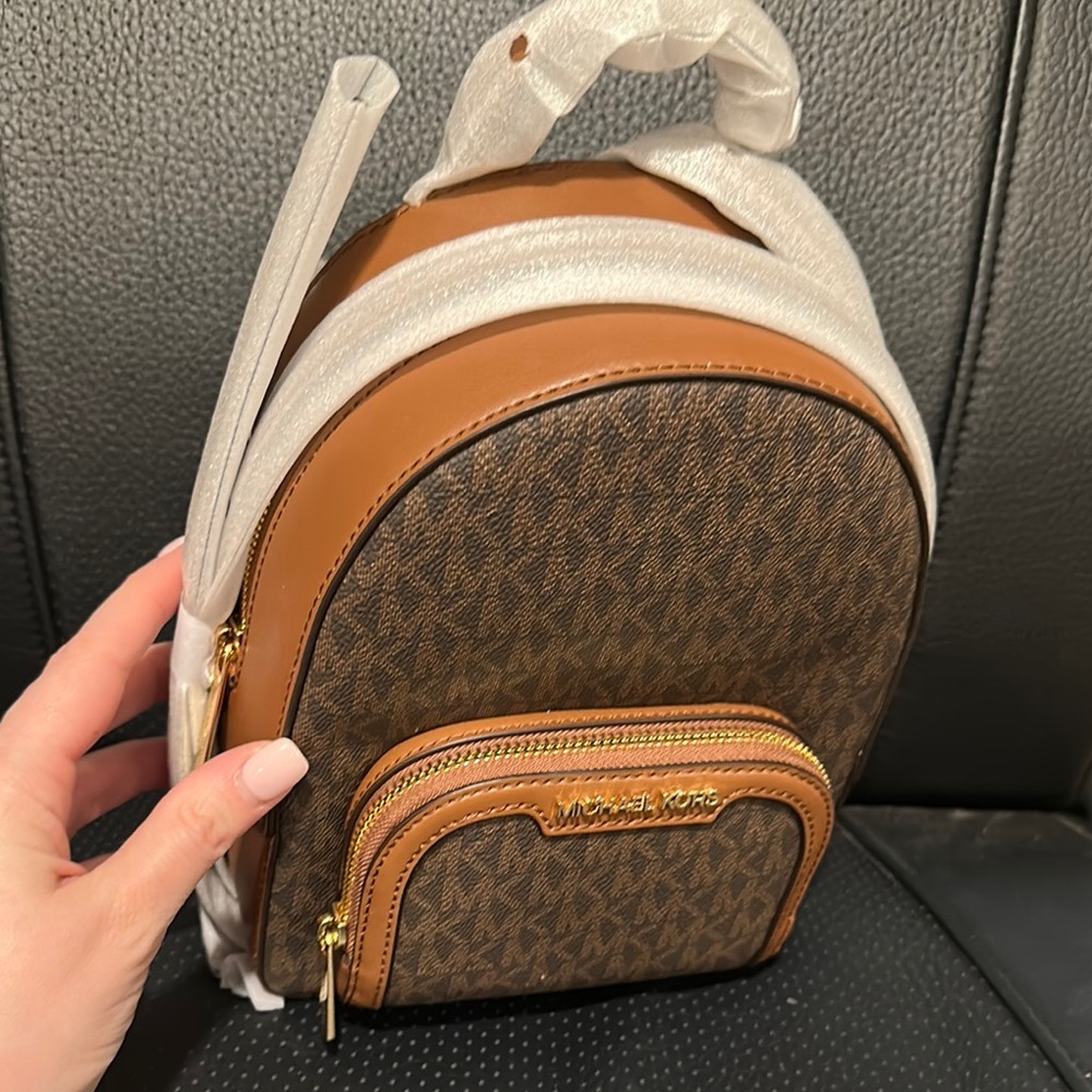 Michael Kors Brown Tan Backpack with Signature Monogram - Picture 2 of 8